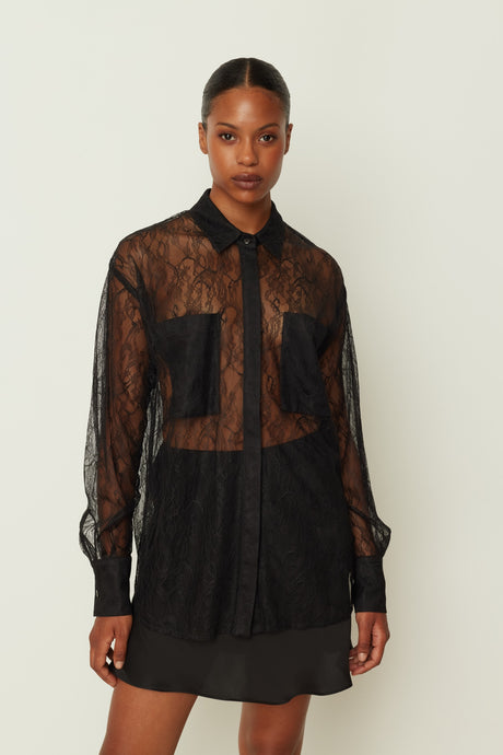 LACE SHIRT BLACK ONE SIZE