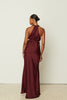 SATIN LONG SKIRT PLUM