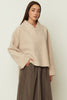 V NECK KNIT TOP CREAM ONE SIZE
