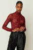BORDEAUX LACE RUFFLED BODYSUIT