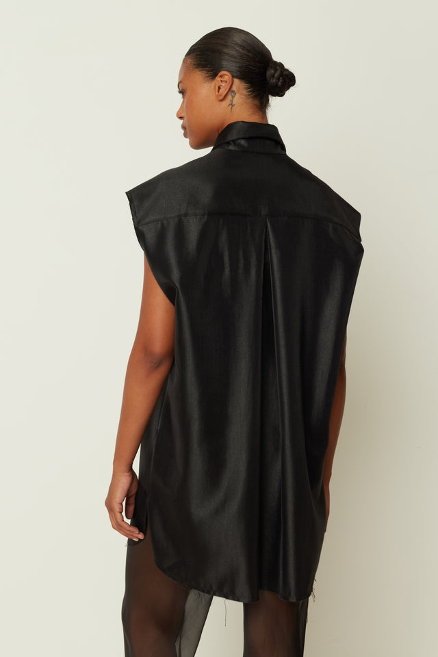 METALLIC SHIRT DRESS BLACK ONE SIZE