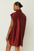 METALLIC SHIRT DRESS CHILI ONE SIZE