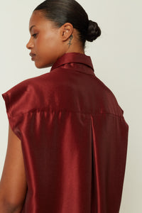 METALLIC SHIRT DRESS CHILI ONE SIZE