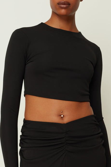 LONGSLEEVE CROP TOP BLACK