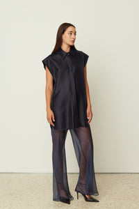 METALLIC SHIRT DRESS BLUE ONE SIZE