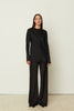 BLACK SATIN FLARED PANTS