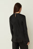 BLACK SATIN LONGSLEEVE TOP