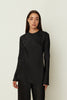 BLACK SATIN LONGSLEEVE TOP