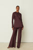 PLUM SATIN FLARED PANTS