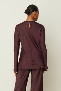 PLUM SATIN LONGSLEEVE TOP