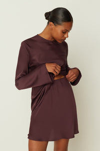 PLUM MINI SATIN SKIRT