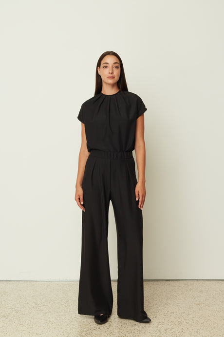 BLACK WIDE LEG PANTS