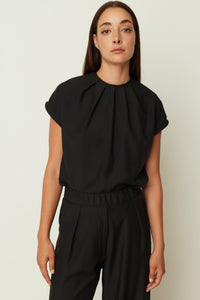 BLACK PLEATED TOP