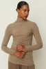 RUFFLED HIGH NECK TOP BEIGE ONE SIZE