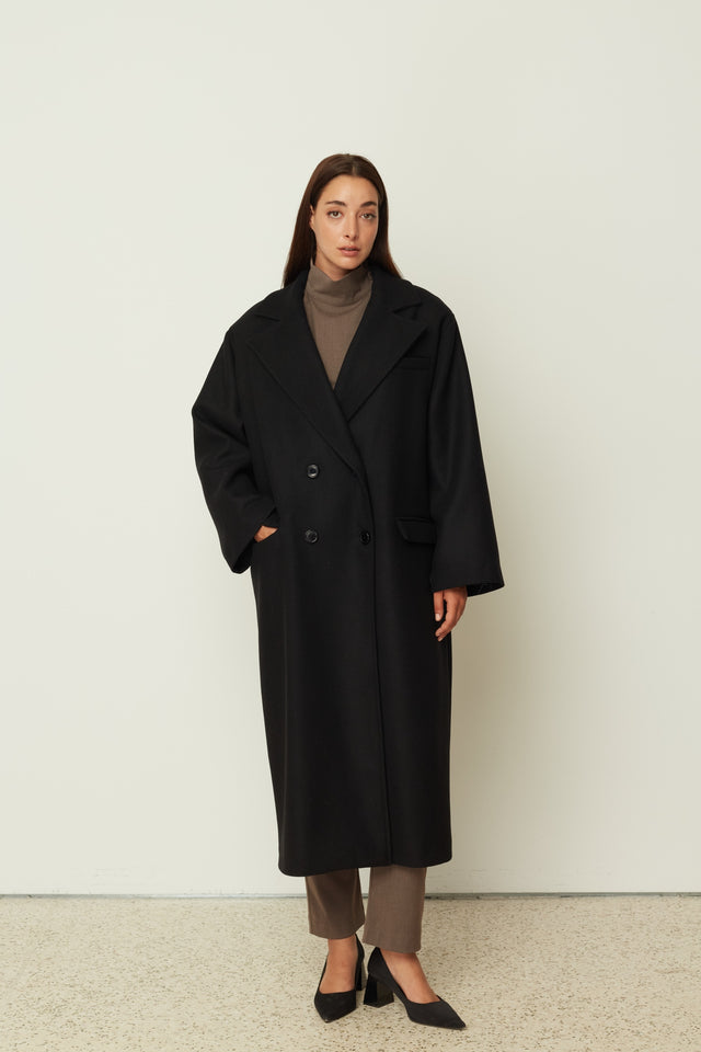 BLACK WOOL COAT