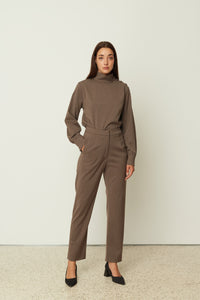 HIGH WAIST PANTS BROWN