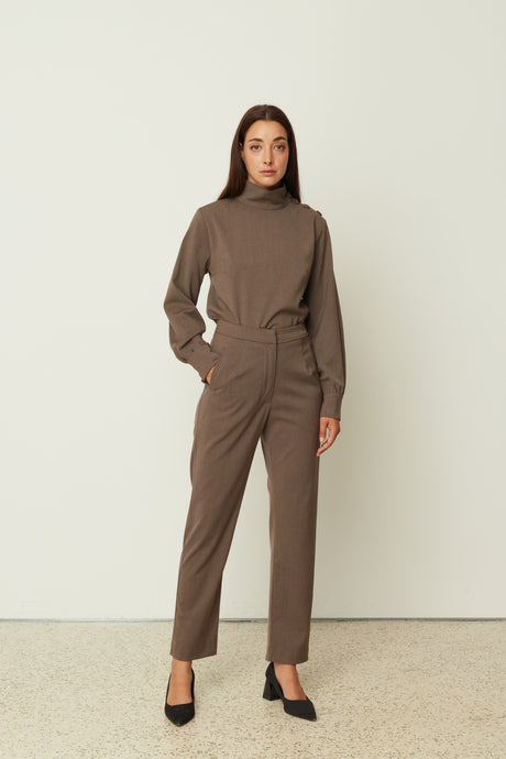 HIGH WAIST PANTS BROWN