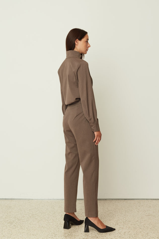 HIGH WAIST PANTS BROWN