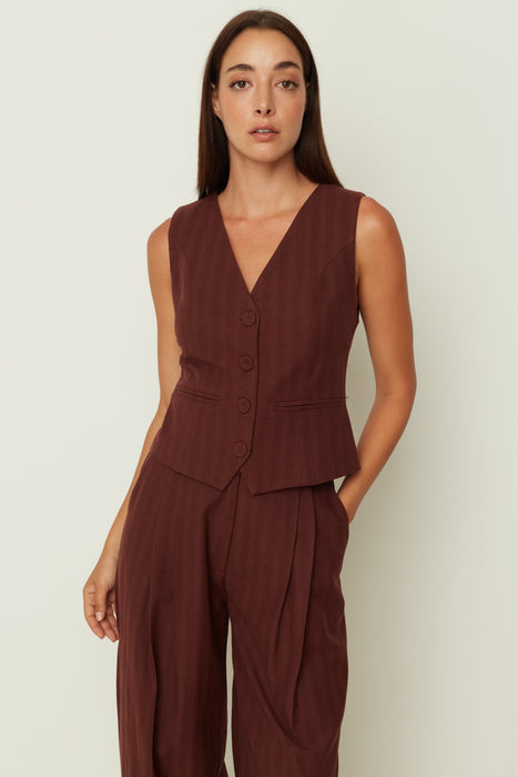 HERRINGBONE VEST BORDEAUX