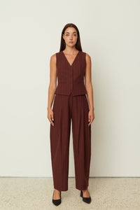 HERRINGBONE PANTS BORDEAUX