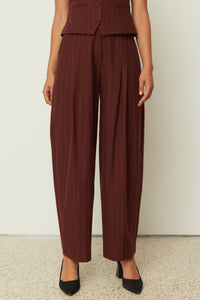 HERRINGBONE PANTS BORDEAUX