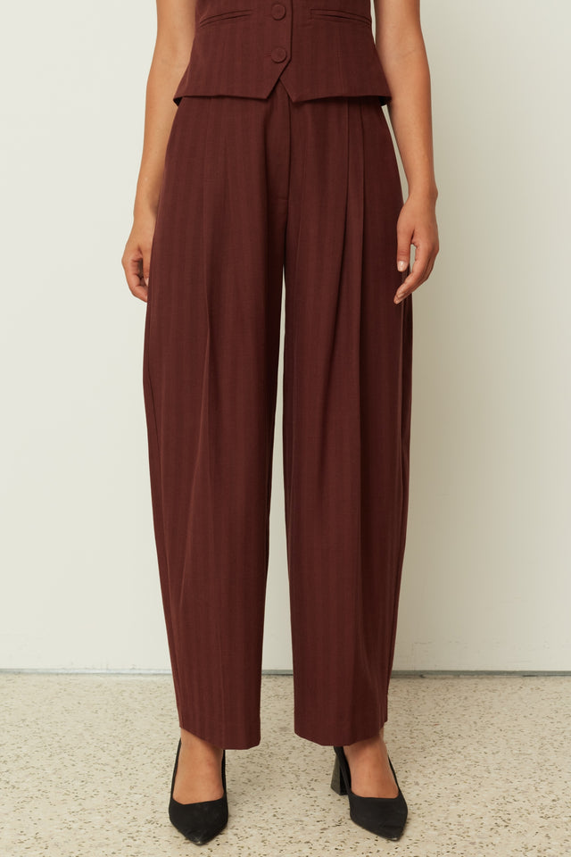 HERRINGBONE PANTS BORDEAUX