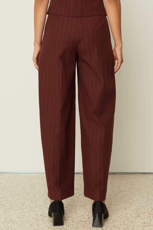 HERRINGBONE PANTS BORDEAUX