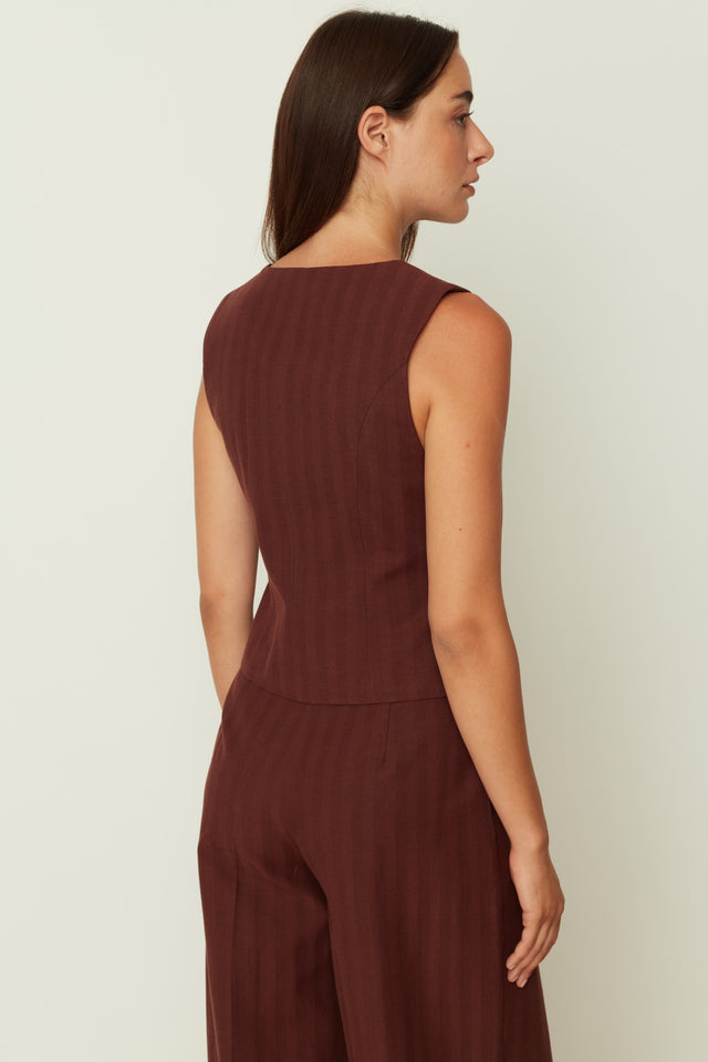 HERRINGBONE VEST BORDEAUX