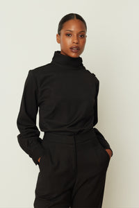 BUTTON SHIRT TOP BLACK