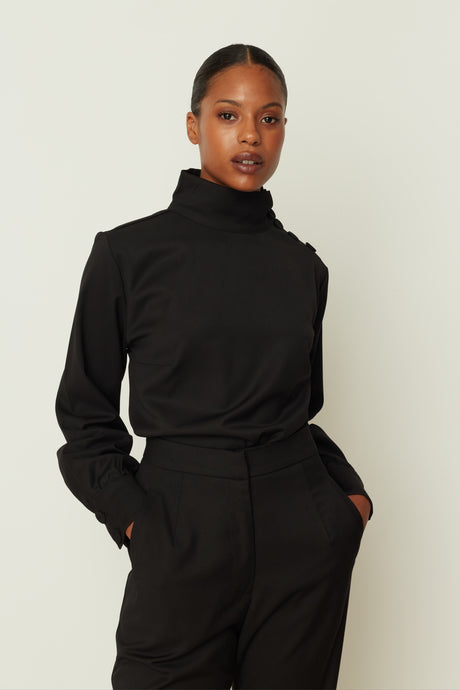 BUTTON SHIRT TOP BLACK