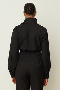 BUTTON SHIRT TOP BLACK