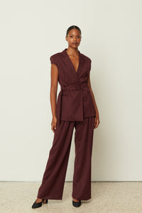 PANTS WITH PLEATS BORDEAUX