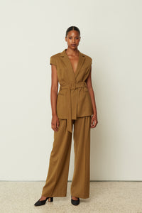 PANTS WITH PLEATS OLIVE