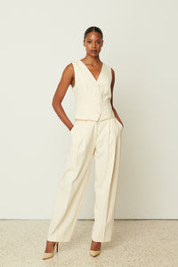 HERRINGBONE PANTS CREAM