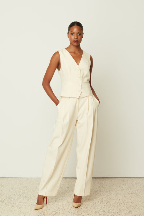 HERRINGBONE PANTS CREAM