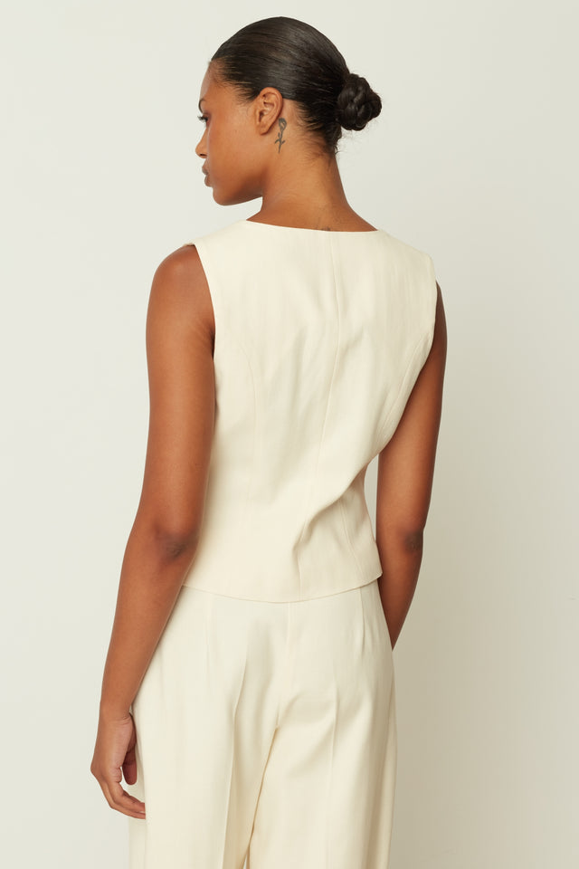 HERRINGBONE VEST CREAM