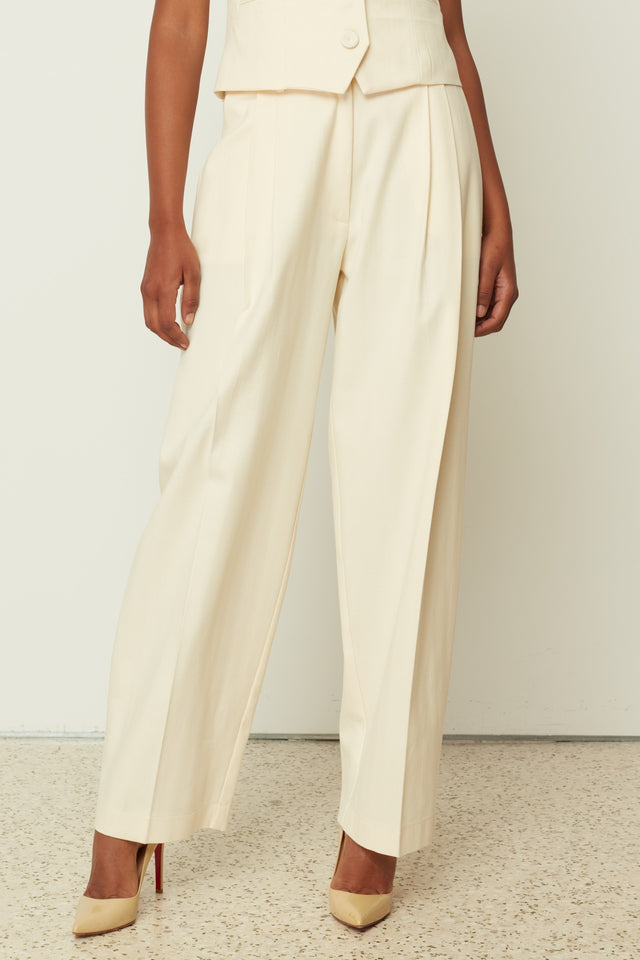 HERRINGBONE PANTS CREAM