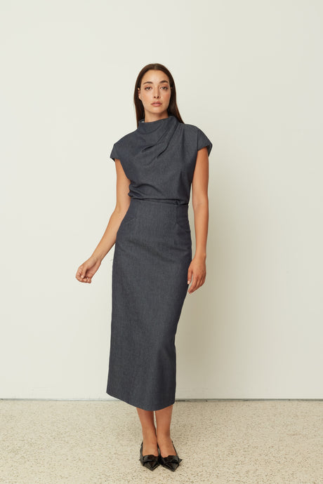 DENIM PENCIL SKIRT