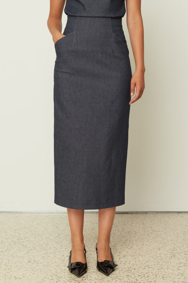 DENIM PENCIL SKIRT