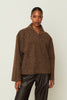 V NECK KNIT TOP BROWN ONE SIZE