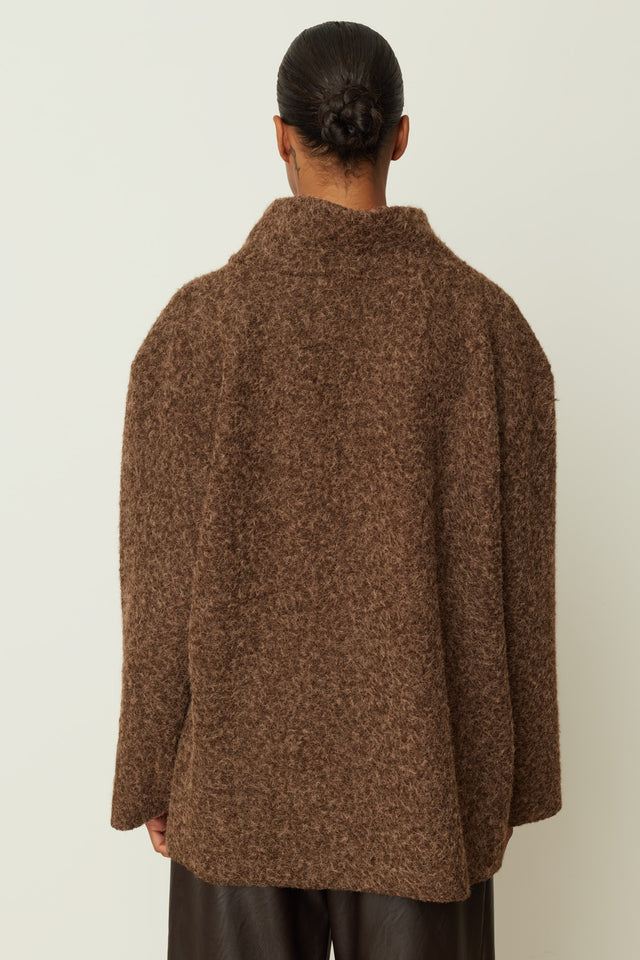V NECK KNIT TOP BROWN ONE SIZE