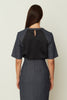DENIM LOOK SLEEVE T-SHIRT BLACK