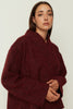 V NECK KNIT TOP BORDEAUX ONE SIZE