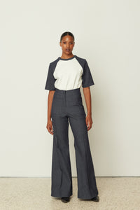 HIGH-WAISTED DENIM WIDE PANTS