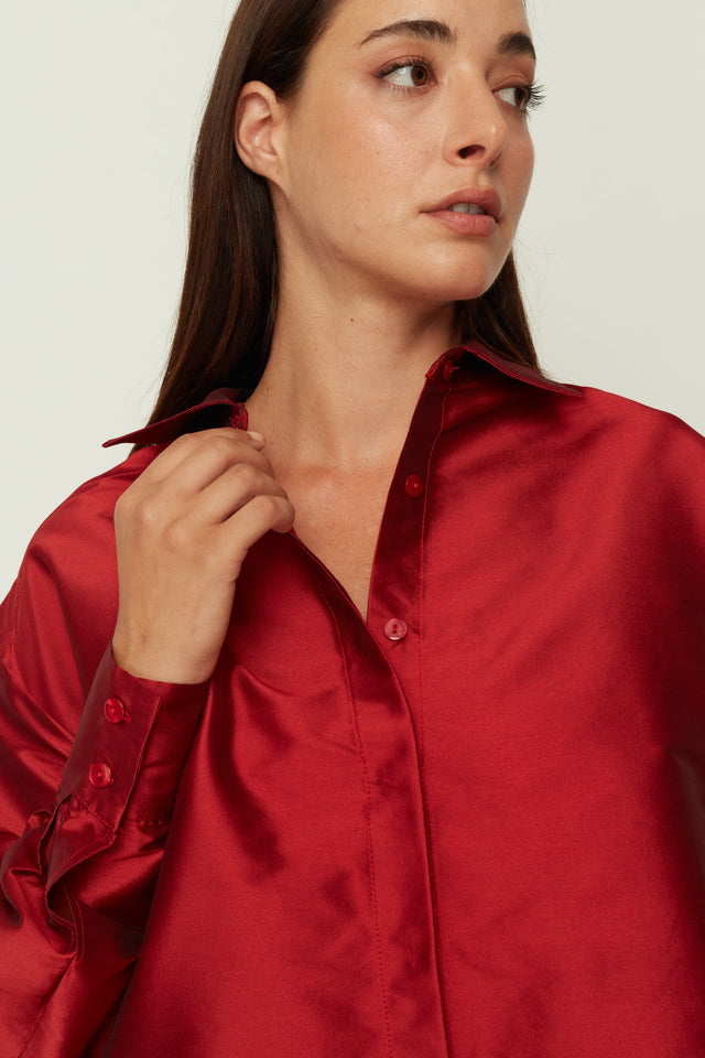 RED TAFFETA SHIRT