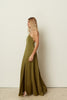 ONE SHOULDER FLARED DRESS OLIVE