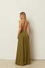 ONE SHOULDER FLARED DRESS OLIVE
