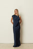 BLUE ASYMMETRICAL SATIN DRESS