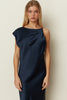 BLUE ASYMMETRICAL SATIN DRESS