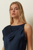 BLUE ASYMMETRICAL SATIN DRESS